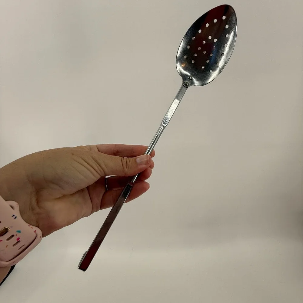 Vintage Irvin Ware‎ USA Chrome Stainless Steel Slotted Spoon Ladle Hanging 15